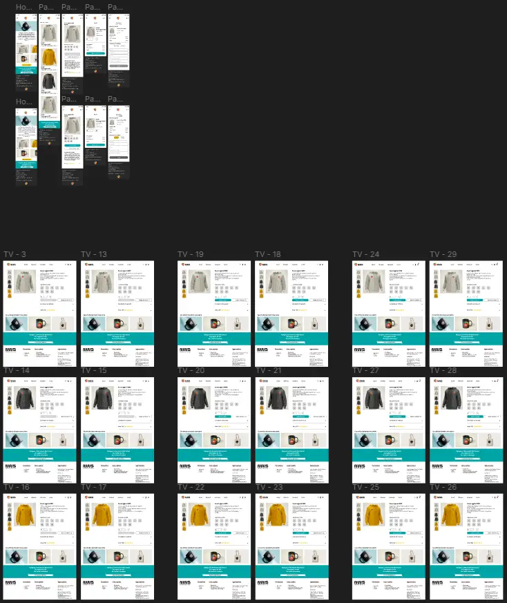 Planche des maquettes e-commerce finalisées